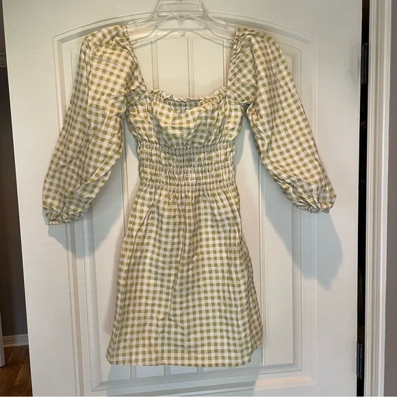 Charlie Holiday Dresses | Charlie Holiday Smocked Dress | Color: Cream/Green | Size: 4 | Tessafloyd's Closet